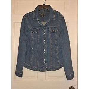 Live a Little denim jean jacket size Large button up collared coat casual winter